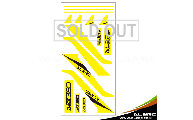 ALZRC - Devil 380 FAST Carbon Vertical Stabilizer Color Sticker - Yellow