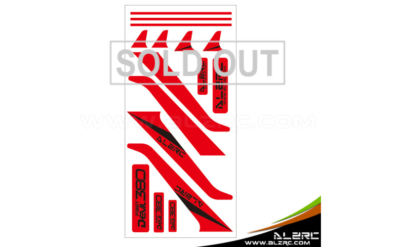 ALZRC - Devil 380 FAST Carbon Vertical Stabilizer Color Sticker - RED