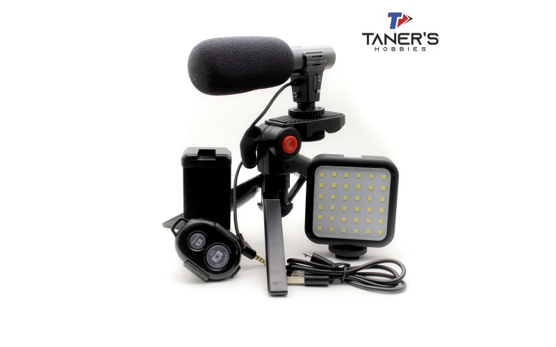 Lampu Vlog Set Mamen Vlogging Kit  Tripod Microphone Ponsel Camera High Quality